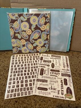 NEW Paisley Pattern Scrapbook with 15 pages, paper & stickers